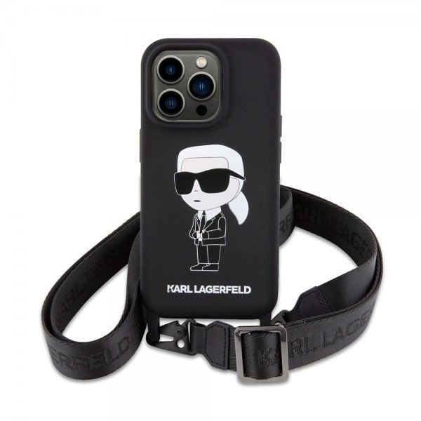 Karl Lagerfeld iPhone 15 Pro Kuori Ikonik Crossbody Musta
