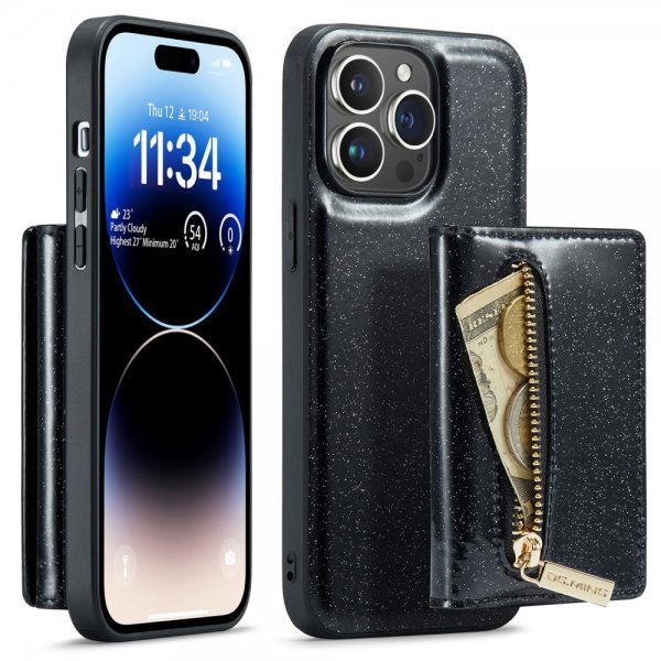 Dg.Ming iPhone 15 Pro -kuori M3 Series irrotettava korttikotelo glittermusta