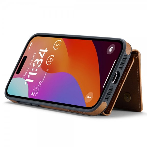 Dg.Ming iPhone 15 Pro -kuori M5-sarjan irrotettava korttipidike, ruskea