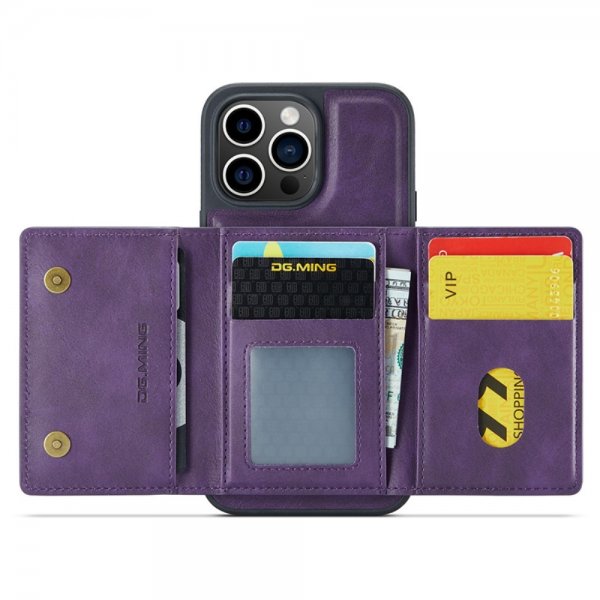 Dg.Ming iPhone 15 Pro -suojakuori M5 Series, irrotettava korttipidike, violetti