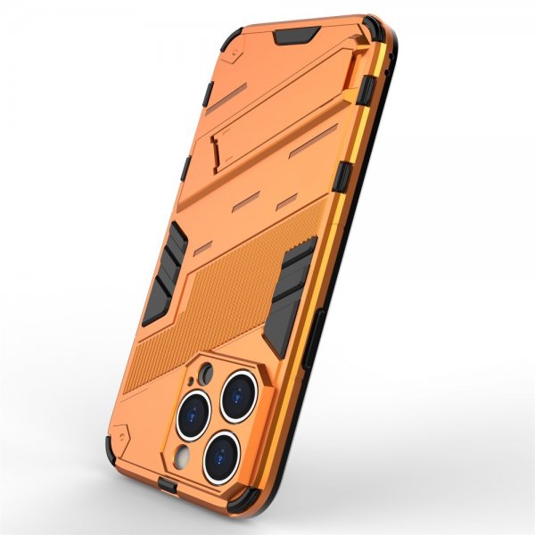 iPhone 15 Pro -kuoret oranssilla jalustalla