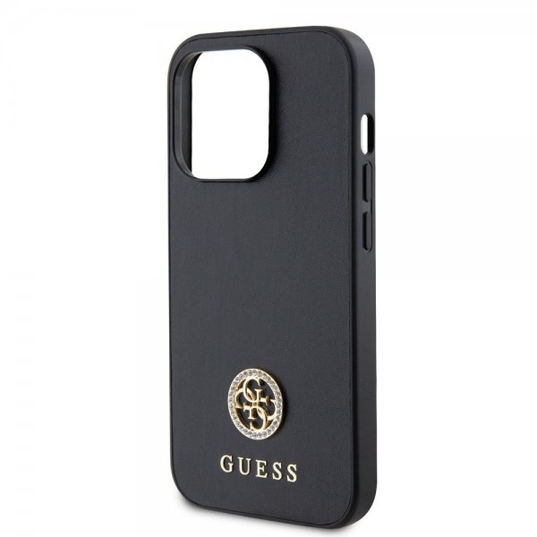 Guess iPhone 15 Pro Kuori Metal Logo Strass Musta