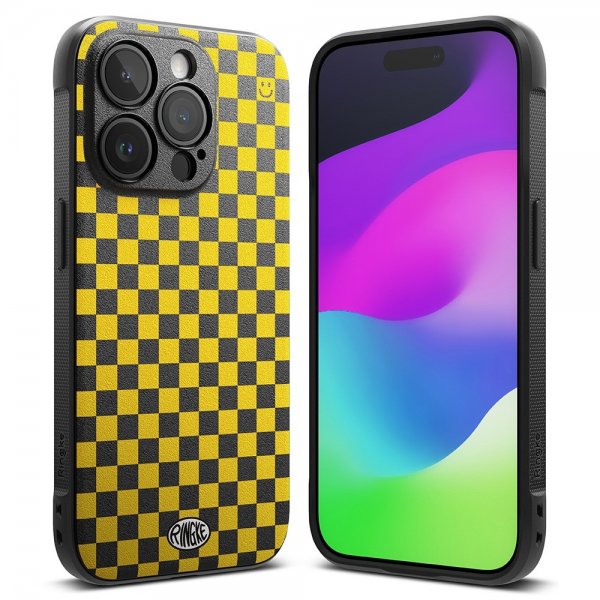 Ringke iPhone 15 Pro Kuori Onyx Design Checkerboard Keltainen