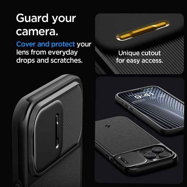 Spigen iPhone 15 Pro -suojakuori Optik Armor MagFit Musta
