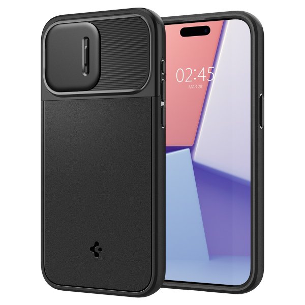 Spigen iPhone 15 Pro -suojakuori Optik Armor MagFit Musta