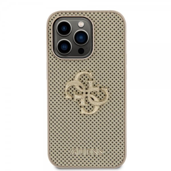 Guess iPhone 15 Pro Kuori Perforated Glitter Kulta