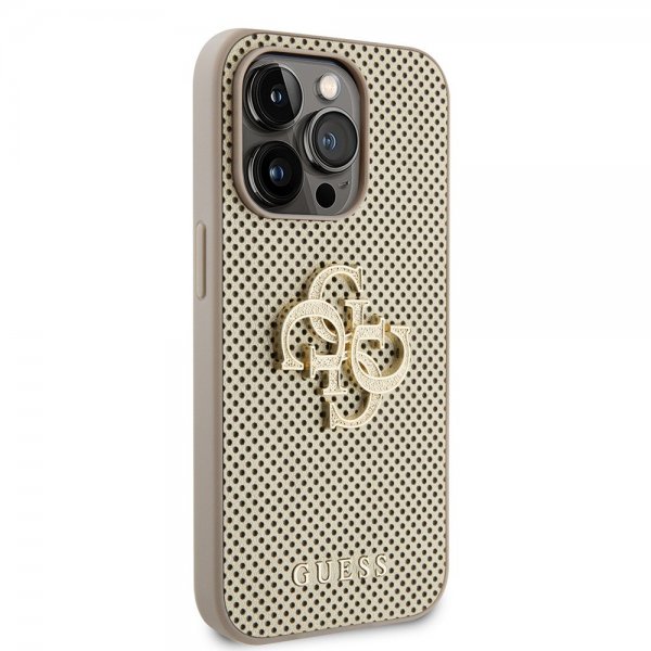 Guess iPhone 15 Pro Kuori Perforated Glitter Kulta