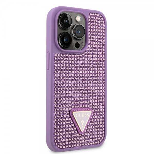 Guess iPhone 15 Pro kuori tekojalokivillä, violetti