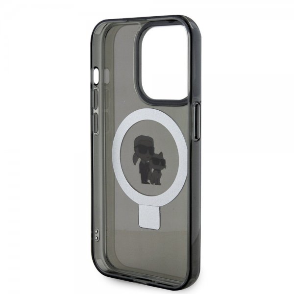 Karl Lagerfeld iPhone 15 Pro Kuori Ring Stand MagSafe Musta
