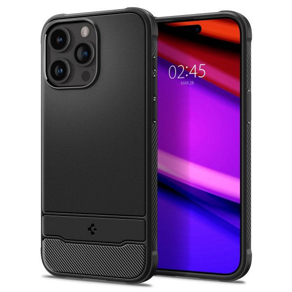Spigen iPhone 15 Pro -suojakuori, Rugged Armor MagFit, mattamusta