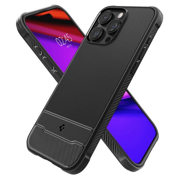 Spigen iPhone 15 Pro -suojakuori, Rugged Armor MagFit, mattamusta