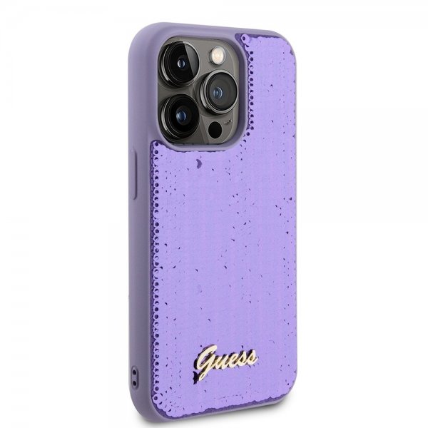 Guess iPhone 15 Pro -kuori, Sequin, violetti