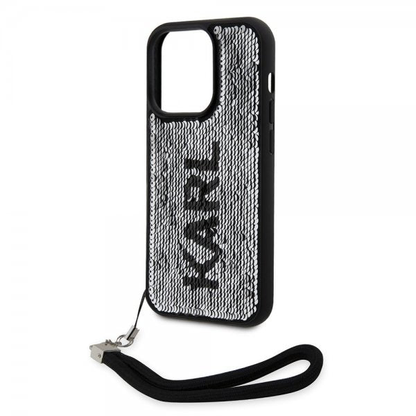 Karl Lagerfeld iPhone 15 Pro Kuori Paljetti Musta
