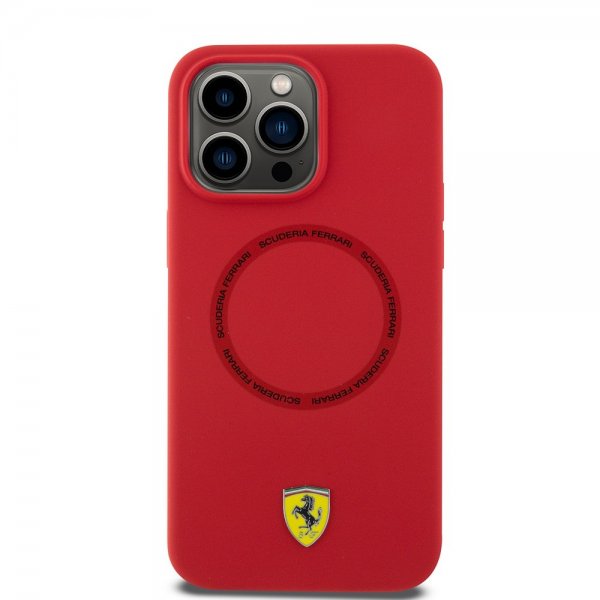 Ferrari iPhone 15 Pro -silikonisuojakuori MagSafe - punainen