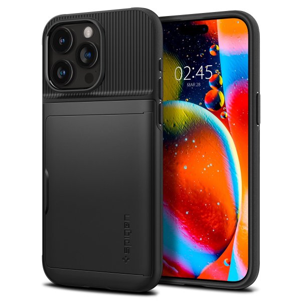 Spigen iPhone 15 Pro -suojakuori, Slim Armor CS, musta