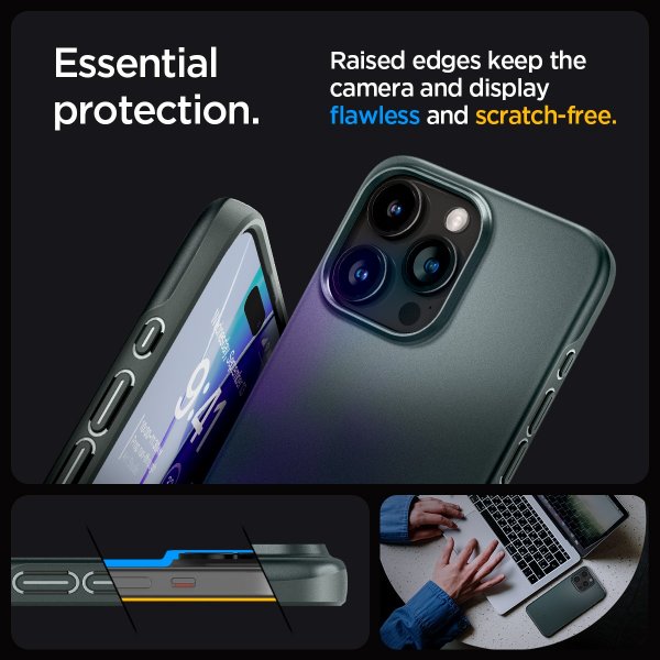 Spigen iPhone 15 Pro Thin Fit -suojakuori, Abyss Green