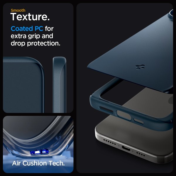 Spigen iPhone 15 Pro Thin Fit -suojakuori, Metal Slate