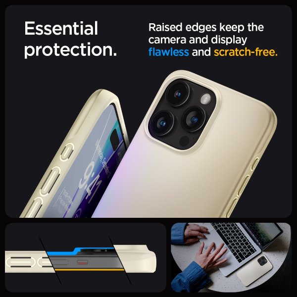 Spigen iPhone 15 Pro -suojakuori Thin Fit Mute Beige