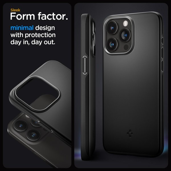 Spigen iPhone 15 Pro -suojakuori Thin Fit, musta
