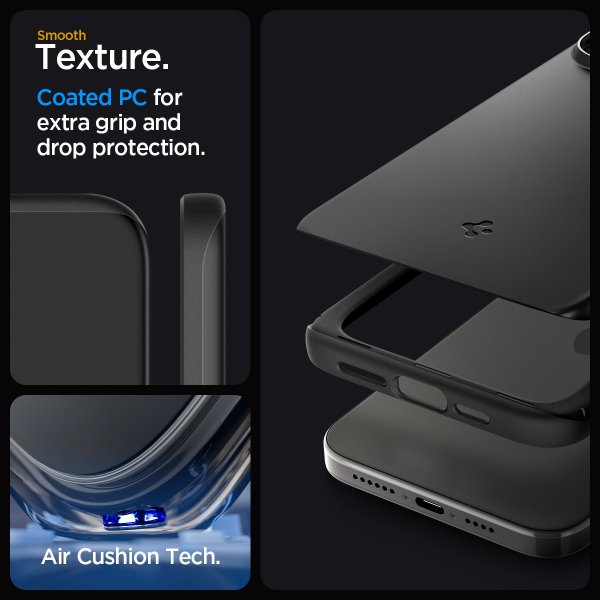 Spigen iPhone 15 Pro -suojakuori Thin Fit, musta