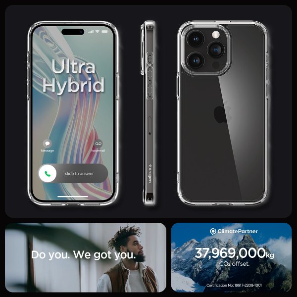 Spigen iPhone 15 Pro Ultra Hybrid -kuori, Crystal Clear