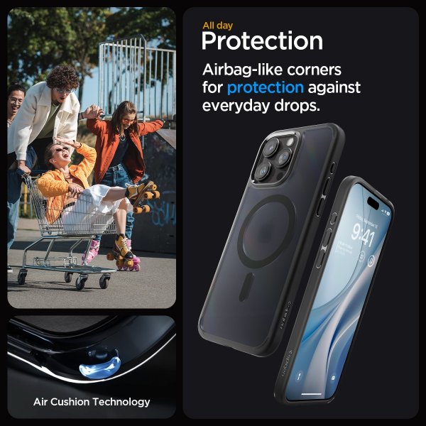 Spigen iPhone 15 Pro -suojakuori Ultra Hybrid MagFit Frost Black