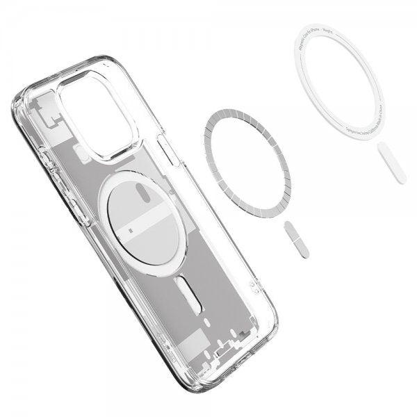 Spigen iPhone 15 Pro -suojakuori Ultra Hybrid Zero One MagFit, valkoinen
