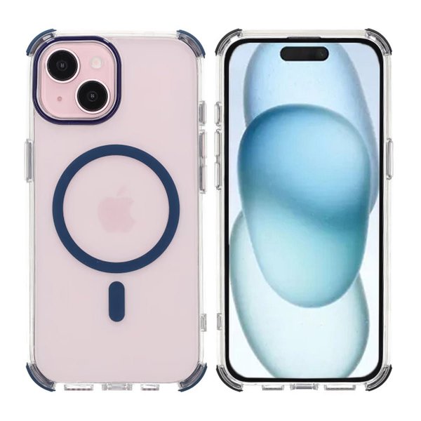 Rvelon iPhone 15 Suojakuori Vahvistetut Kulmat Sininen