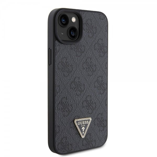 Guess iPhone 15 Kuoret 4G Metal Triangle Strass Musta