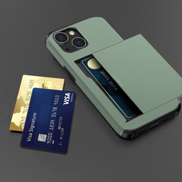 iPhone 15 -suojakuori korttilokerolla, vihreä