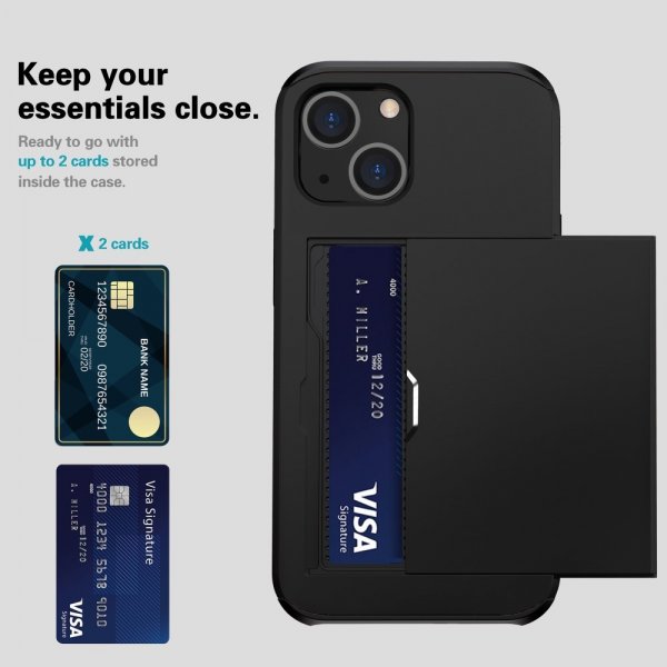 iPhone 15 Suojakuori Korttikelkalla, musta