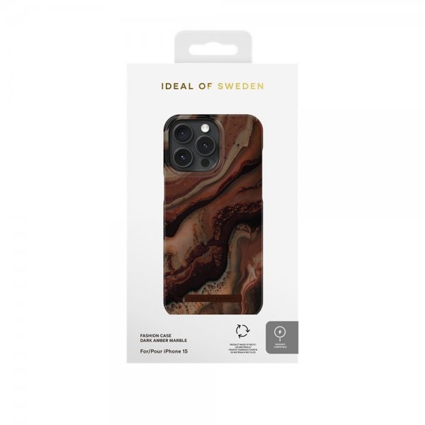 Ideal of Sweden iPhone 15 -suojakuori Fashion Case MagSafe Dark Amber Marble