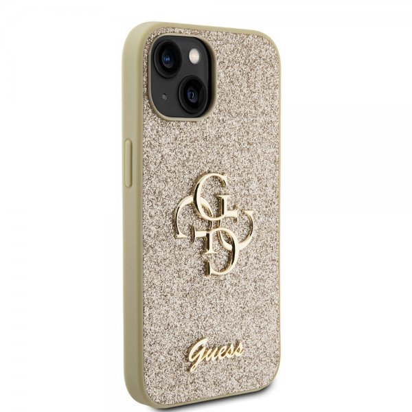 Guess iPhone 15 Kuoret Fixed Glitter Kulta