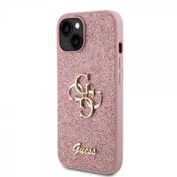 Guess iPhone 15 Kuoret Fixed Glitter Vaaleanpunainen