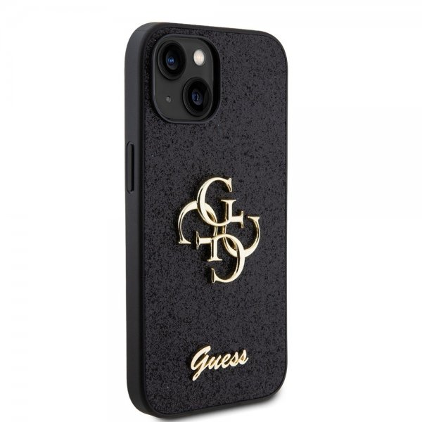 Guess iPhone 15 Kuoret Fixed Glitter Musta