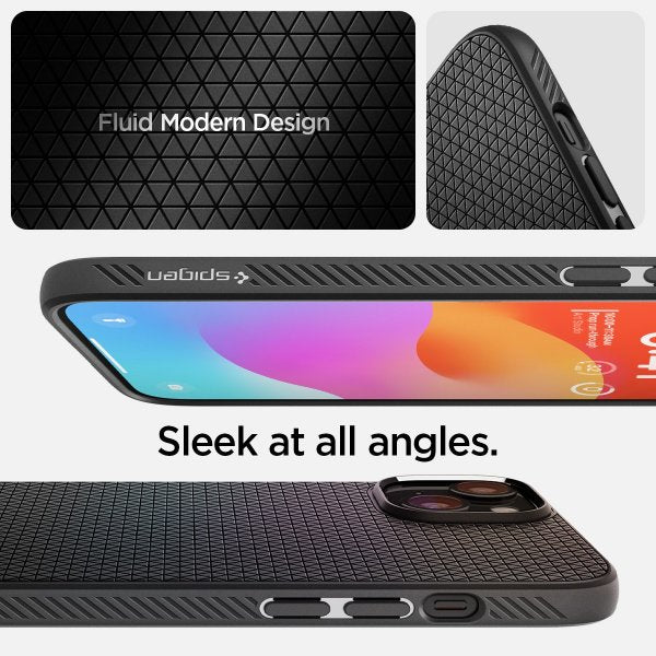 Spigen iPhone 15 -kuori, Liquid Air, mattamusta