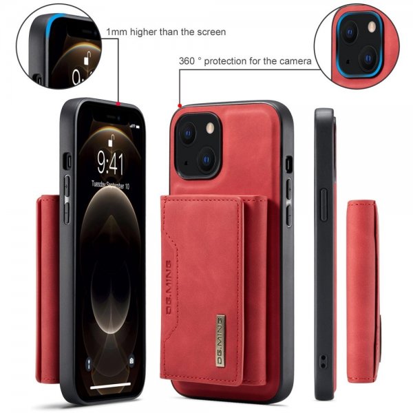 Dg.Ming iPhone 15 -kuori, M2-sarja, irrotettava korttikotelo, punainen