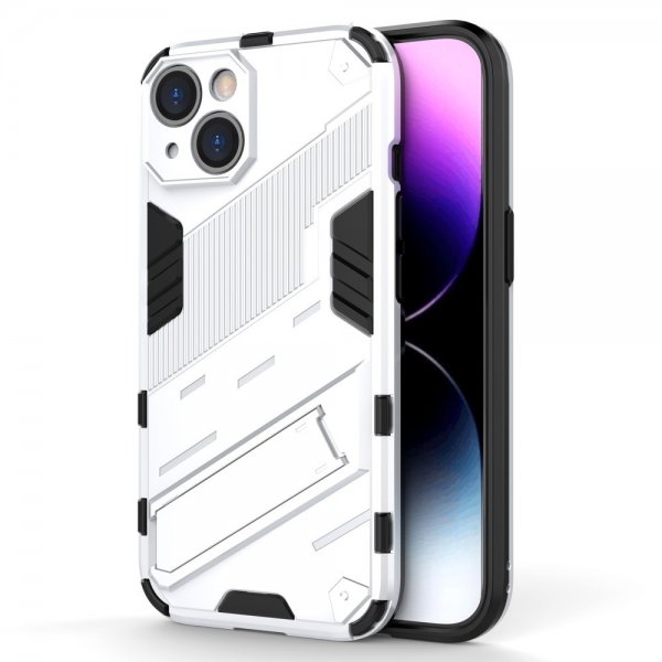 iPhone 15 -kotelo jalustalla, valkoinen