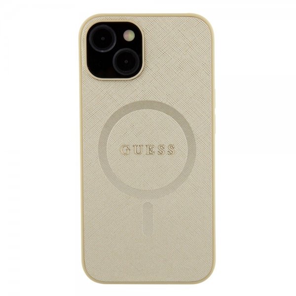 Guess iPhone 15 Kuoret Saffiano MagSafe Beige