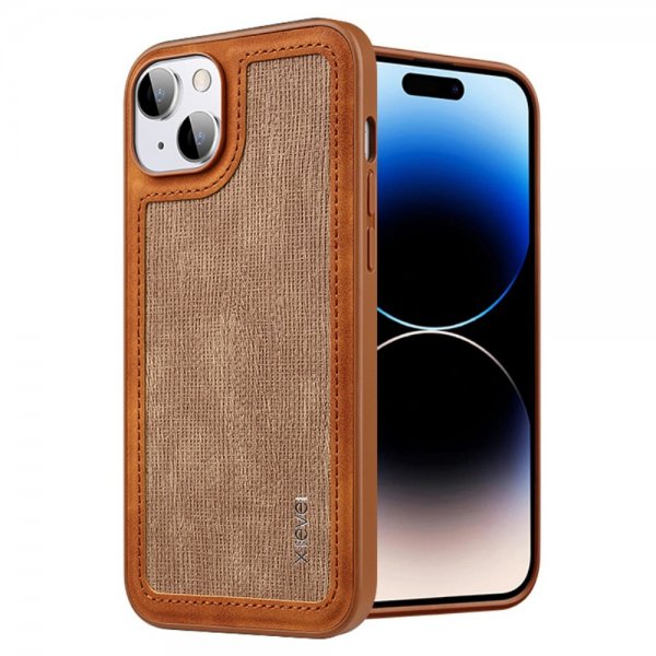 X-Level iPhone 15 Suojakuori Nahanruskea