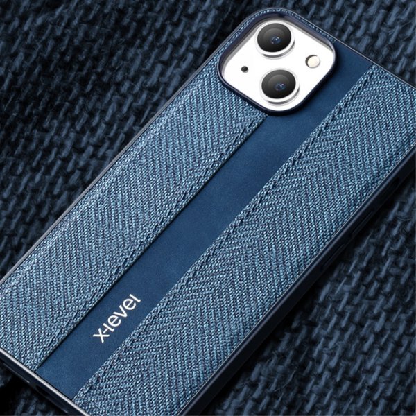 X-Level iPhone 15 Kuori Kangaskuvio Sininen