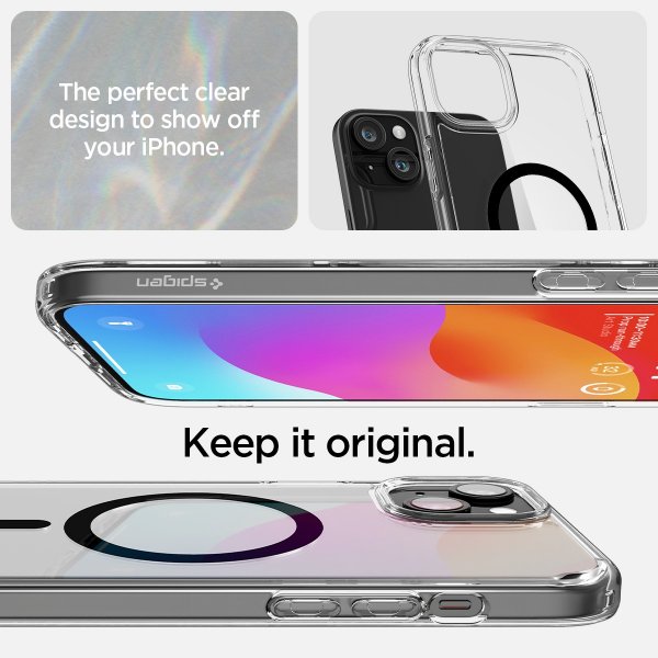 Spigen iPhone 15 -kuori, Ultra Hybrid MagFit, musta