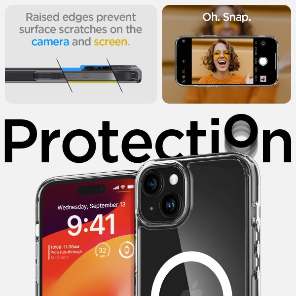 Spigen iPhone 15 -suojakuori Ultra Hybrid MagFit, valkoinen