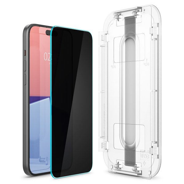 Spigen iPhone 15/iPhone 16 -näytönsuoja GLAS.tR EZ Fit Privacy 2-pakkaus