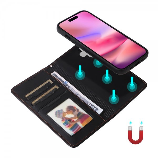 Betopnice iPhone 16 -suojakotelo irrotettavalla kuorella 005 musta
