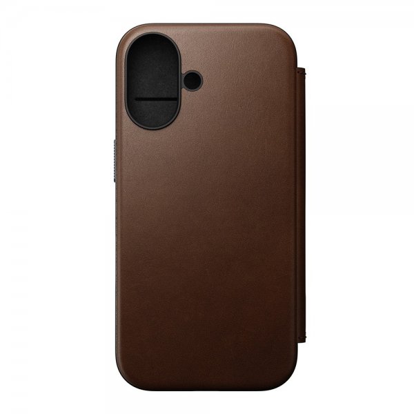 Nomad iPhone 16 Modern Leather Folio -kotelo, ruskea