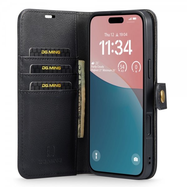 Dg.Ming iPhone 16 Plus -kotelo irrotettavalla kuorella, musta