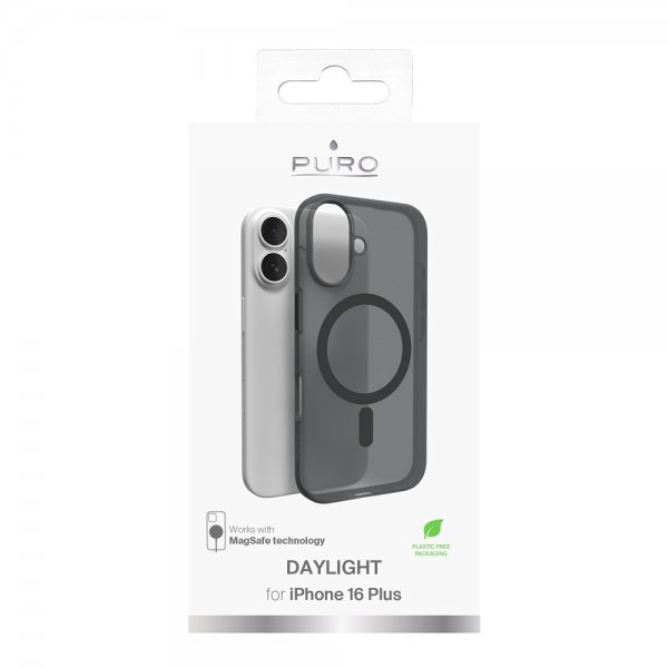 Puro iPhone 16 Plus -suojakuori Daylight MagSafe, musta