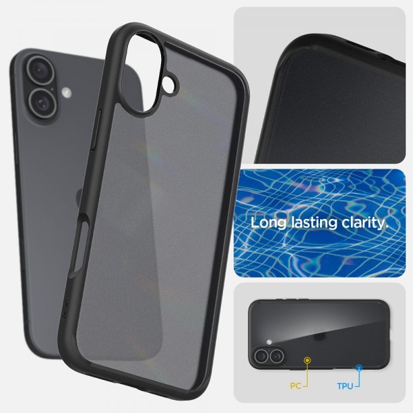 Spigen iPhone 16 Plus -suojakuori Ultra Hybrid Frost Black