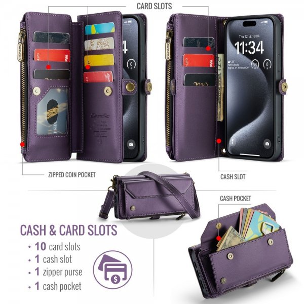 CaseMe iPhone 16 Pro -suojakuori, C36-sarja, violetti